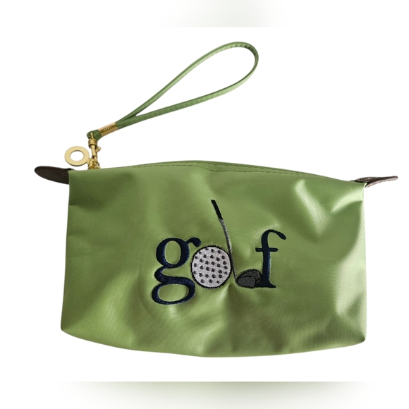 NWOT BEST OF EVERYTHING Green Nylon Embroidered "Golf" Pouch - Picture 1 of 7